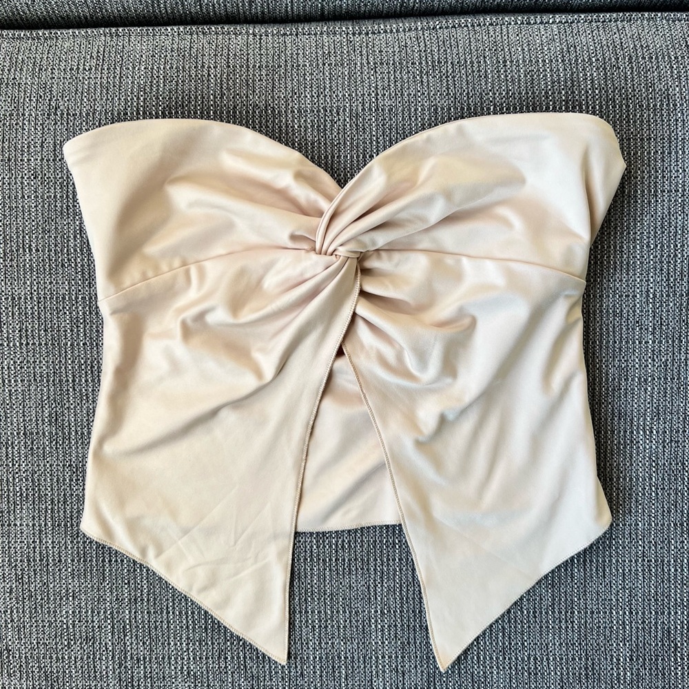 Women’s‎ Beige Nude Strapless Twist Front Cropped Top Size S